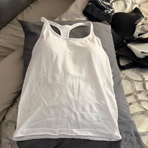 Athleta White Ribbed Racerback Tank